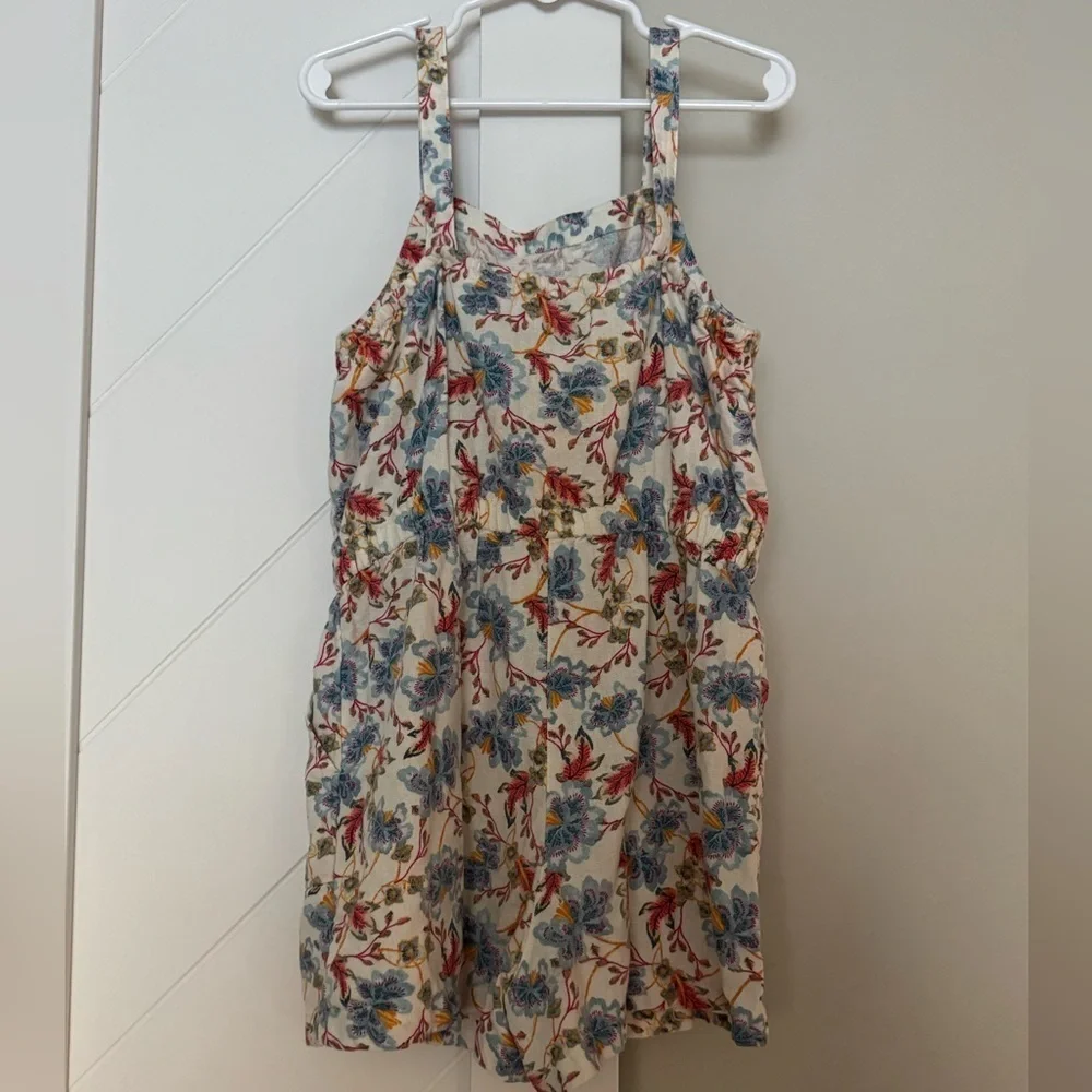 Old Navy Girls Floral Sleeveless Romper Linen Blend Size Medium (8)
